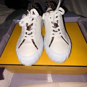 Fendi White Rubber Sole Sneakers